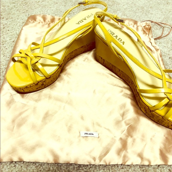 Authentic Prada wedge patent wedge sandals US 8.5 - Picture 1 of 7